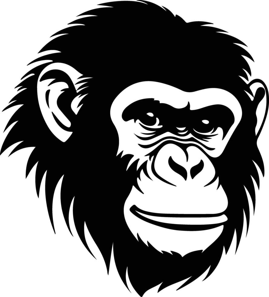 enchanting Black silhouette of macaque head vector