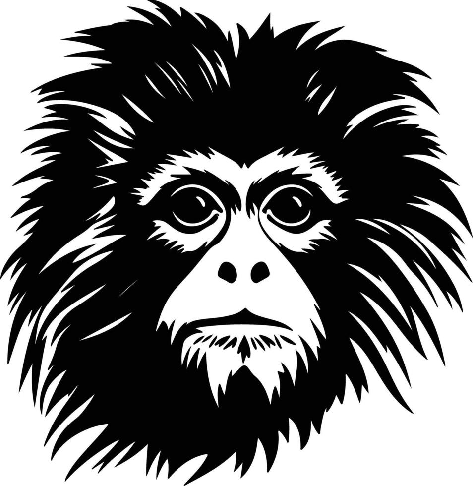 sweet Black silhouette of marmoset head vector