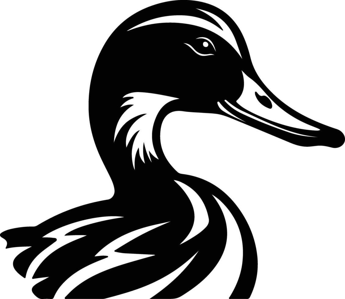 lovely Black silhouette of mallard duck head vector