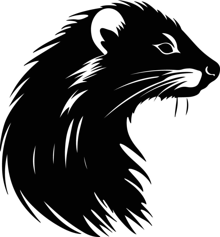 sweet Black silhouette of mink head vector