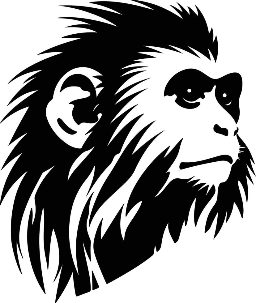 Black silhouette of marmoset head vector