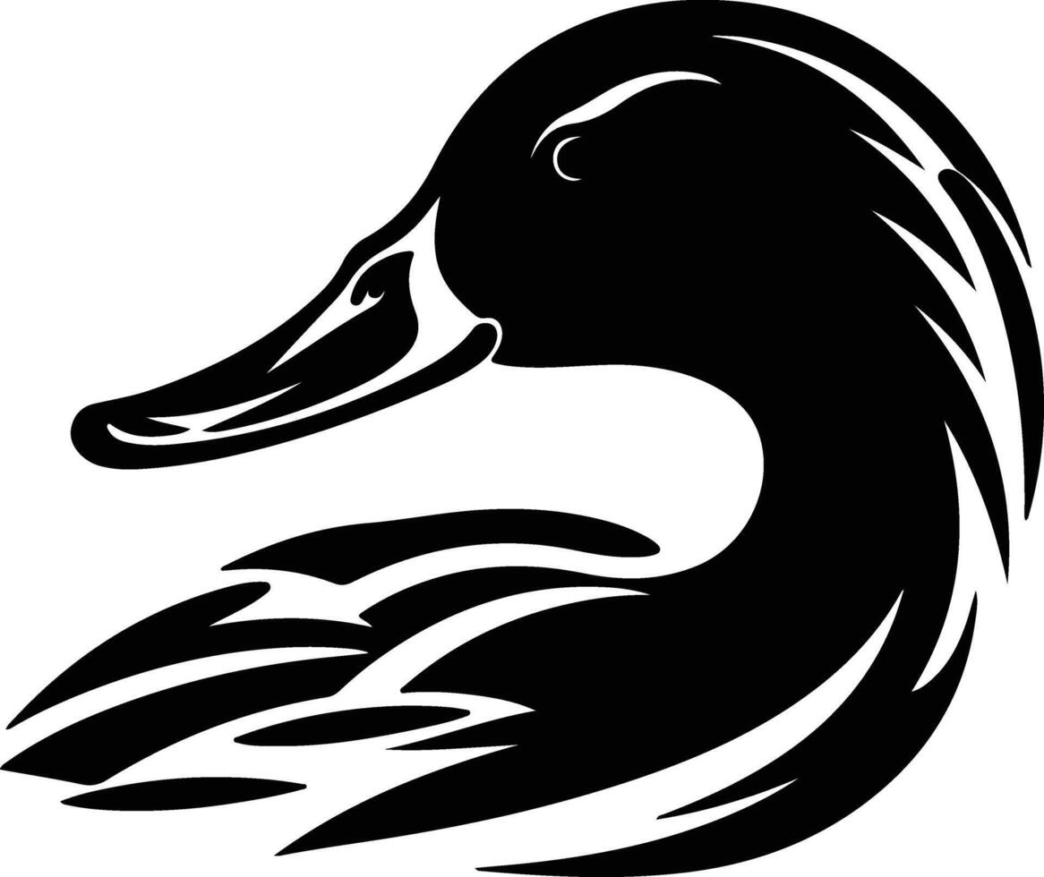 Black silhouette of mallard duck head vector