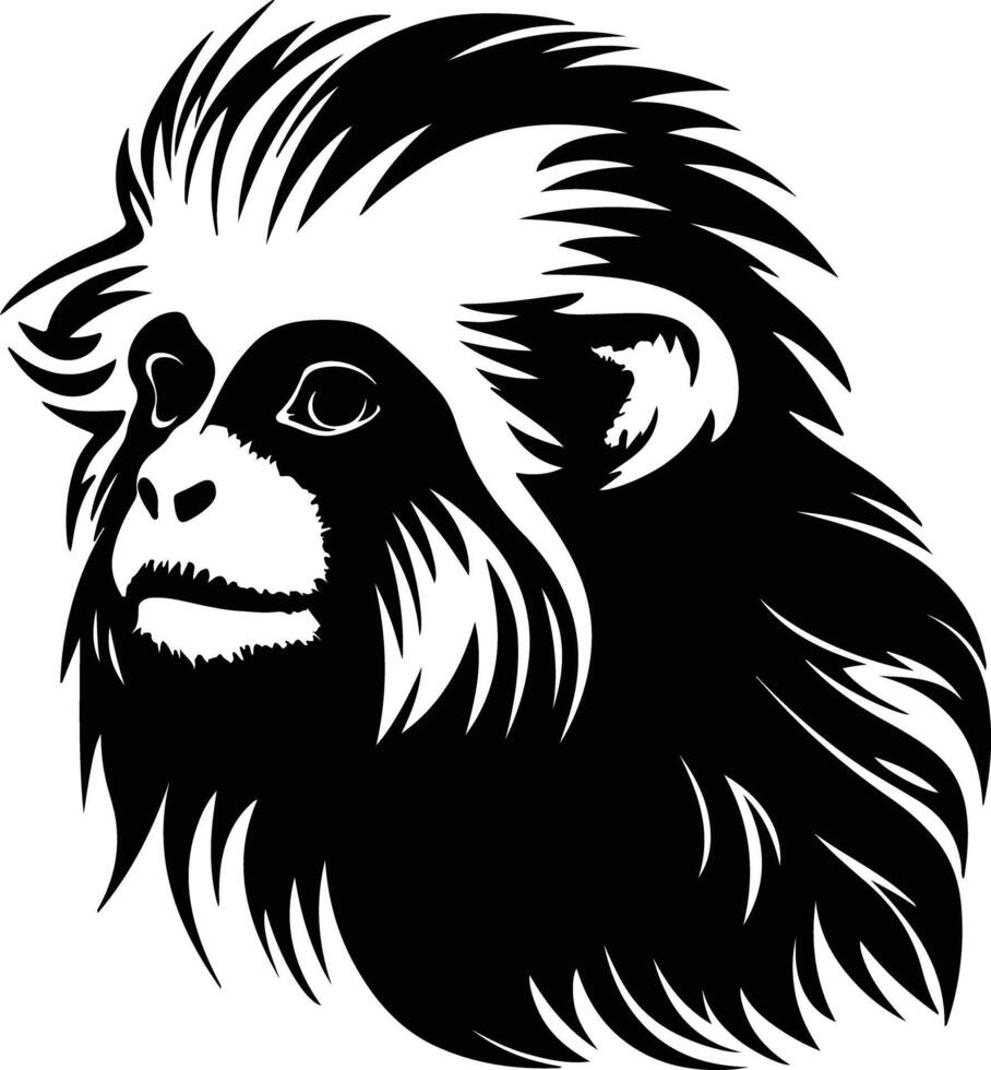 captivating Black silhouette of marmoset head vector