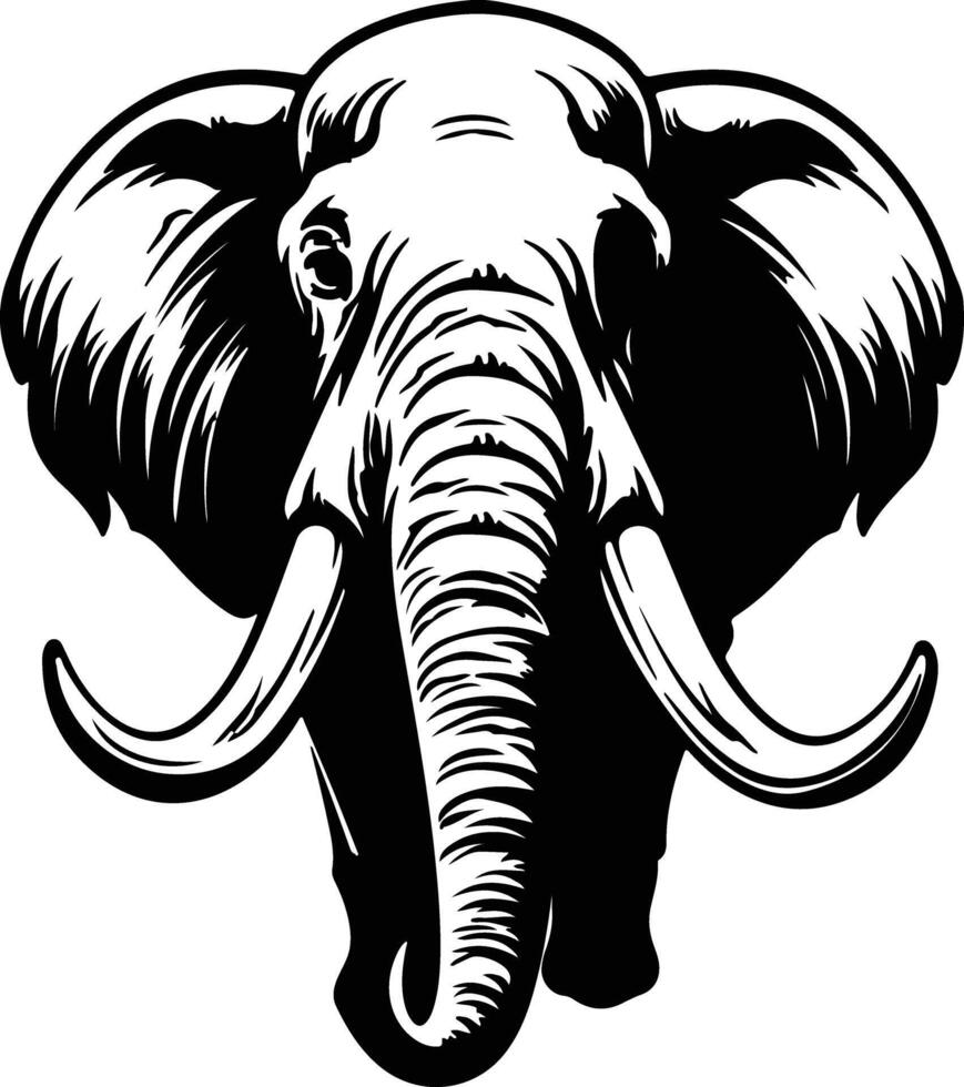cuddly Black silhouette of mammoth head vector
