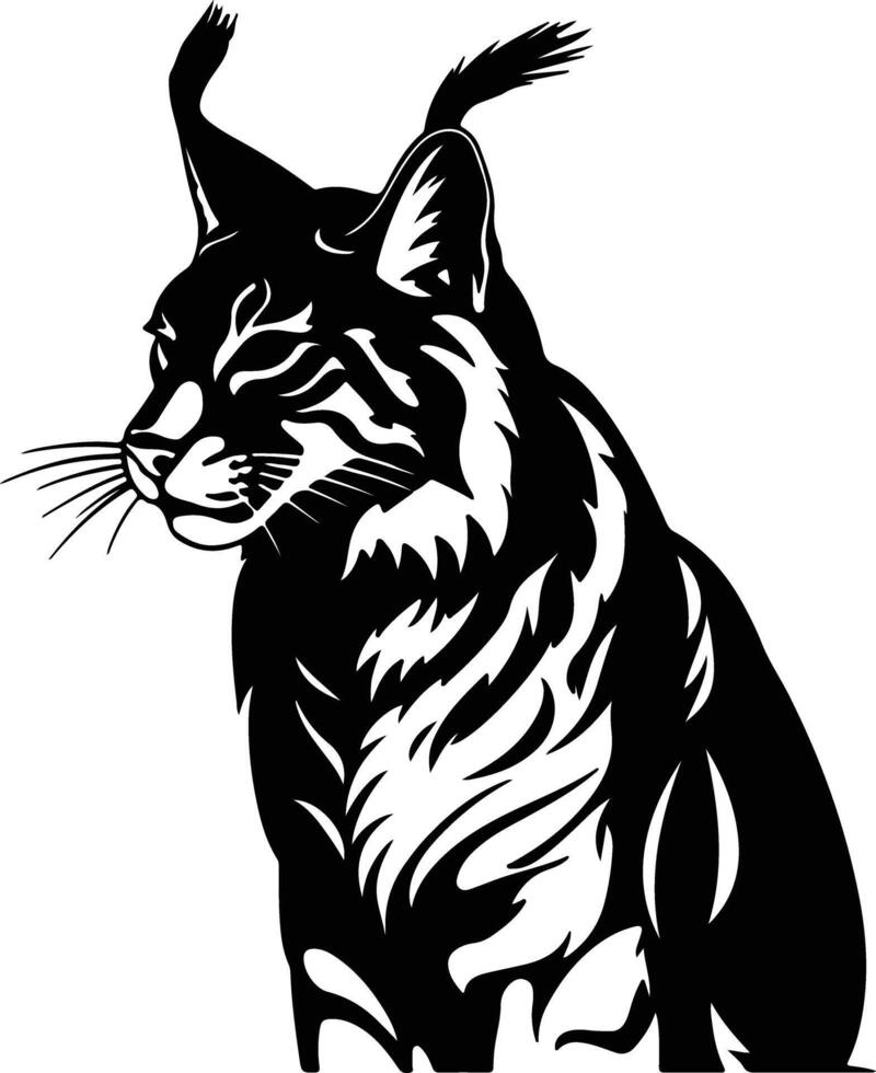 captivating Black silhouette of lynx head vector