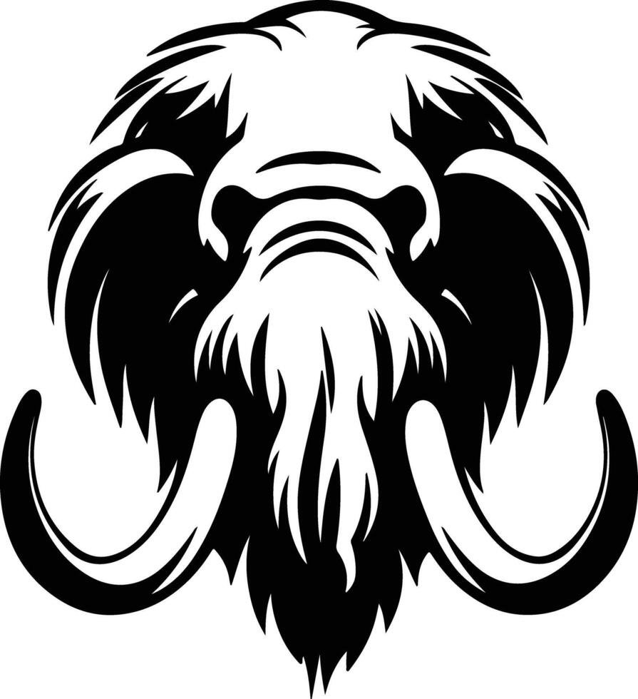adorable Black silhouette of mammoth head vector