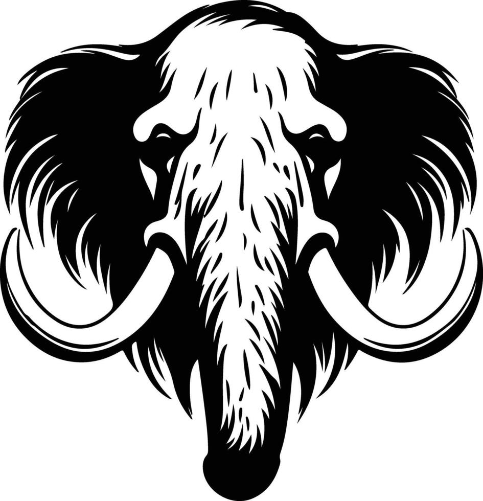 Black silhouette of mammoth head vector