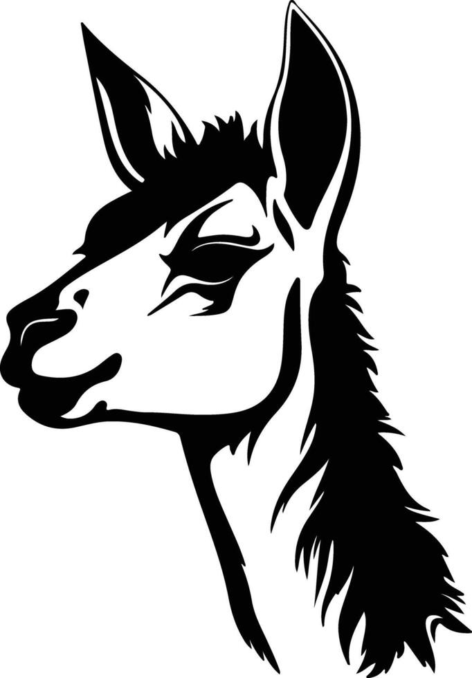 radiant Black silhouette of llama head vector