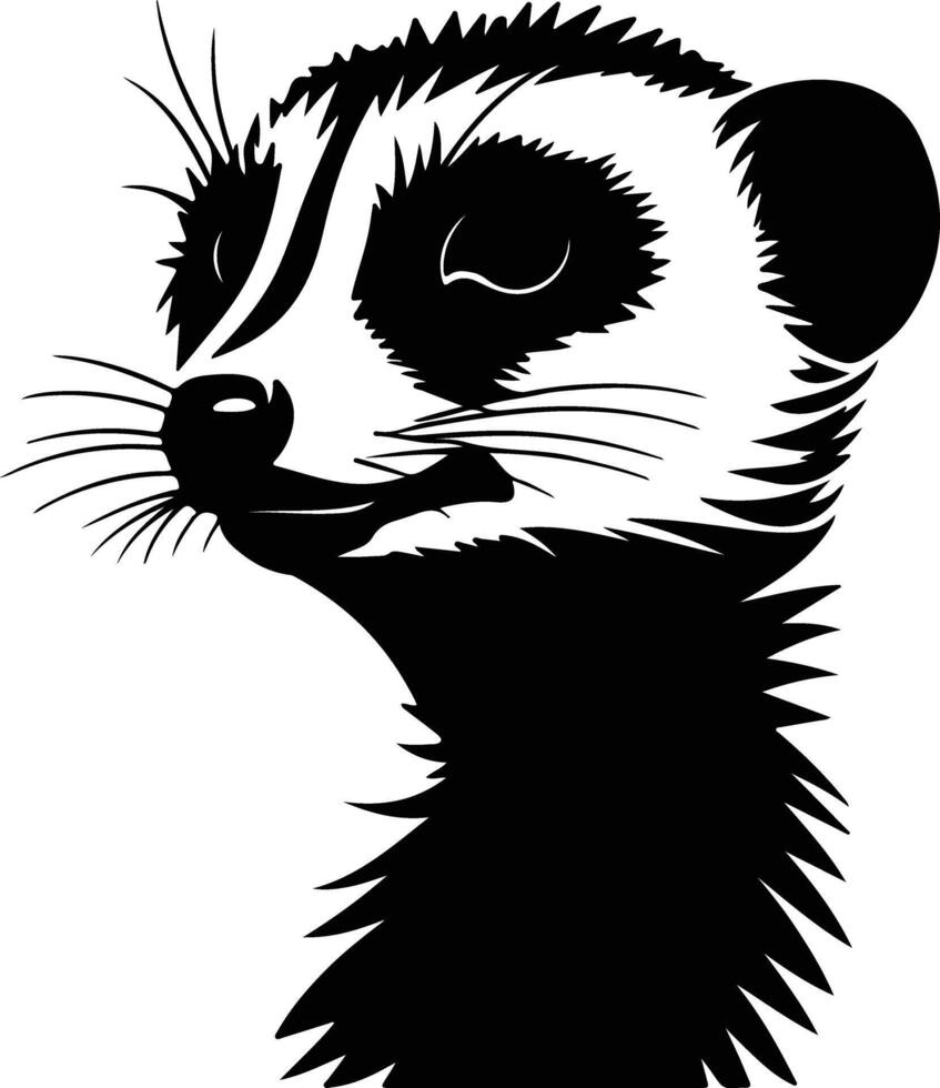 cuddly Black silhouette of meerkat head vector