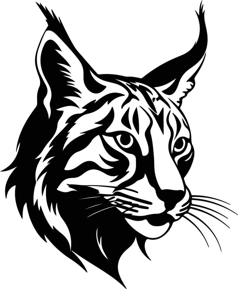 charming Black silhouette of lynx head vector
