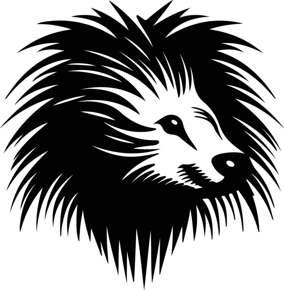 enchanting Black silhouette of North American porcupine head vector