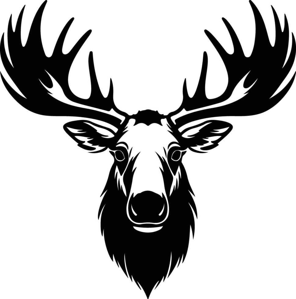 graceful Black silhouette of moose head vector