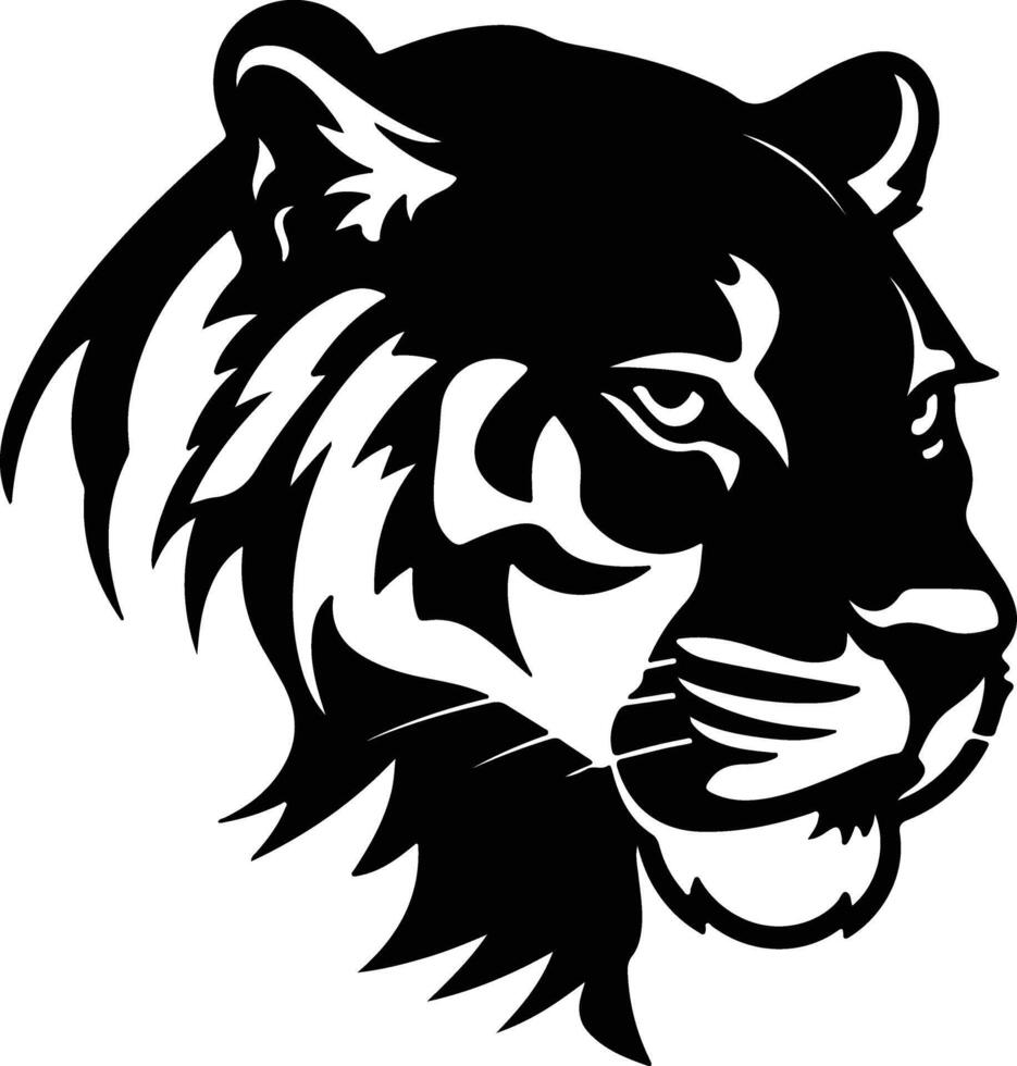 cuddly Black silhouette of mountain lion head vector