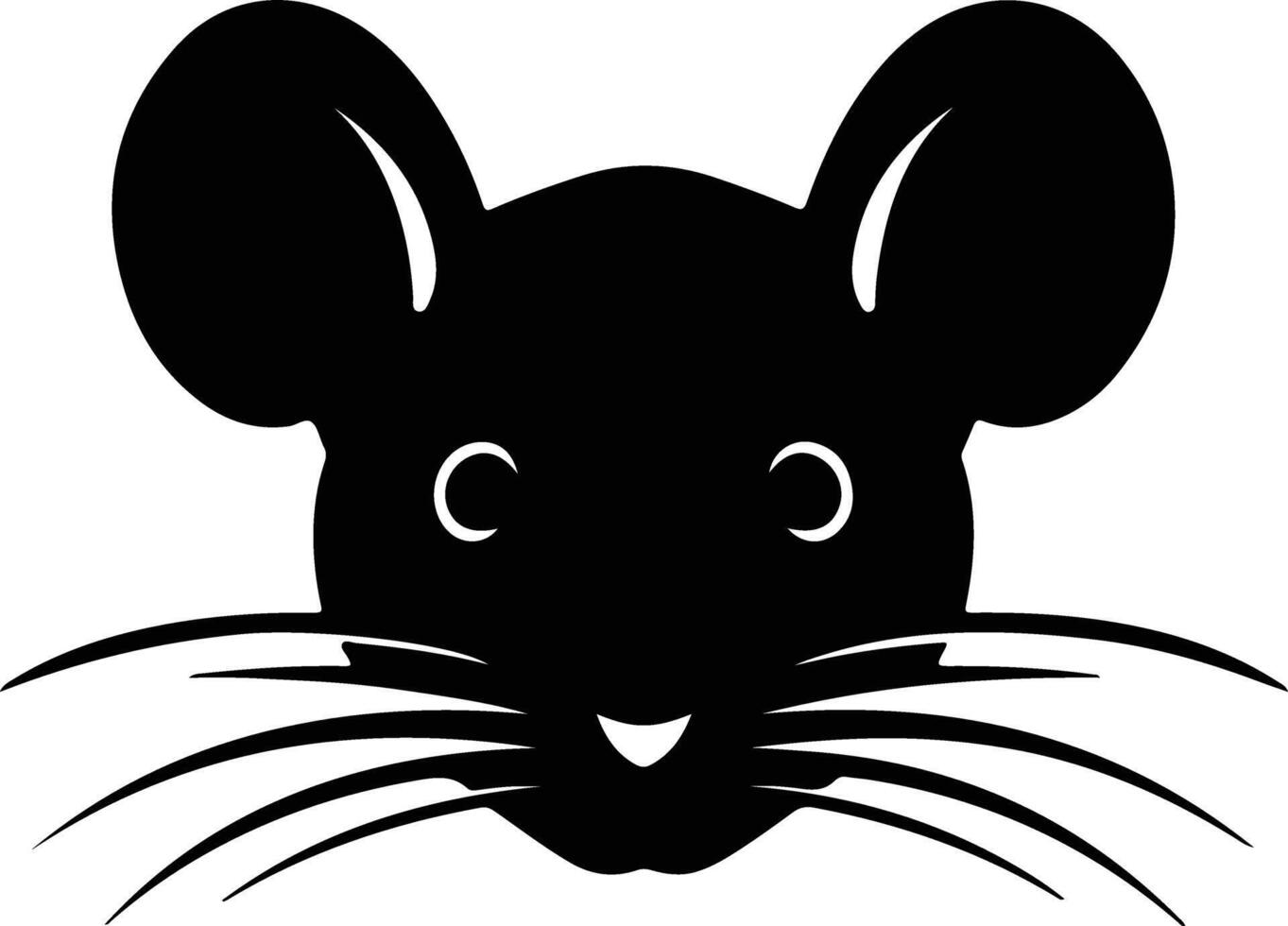 sweet Black silhouette of mice head vector