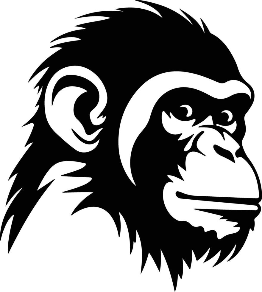 endearing Black silhouette of monkey head vector