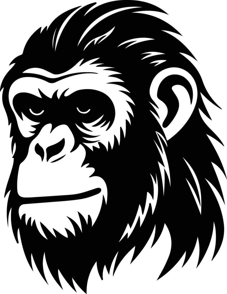 cuddly Black silhouette of monkey head vector