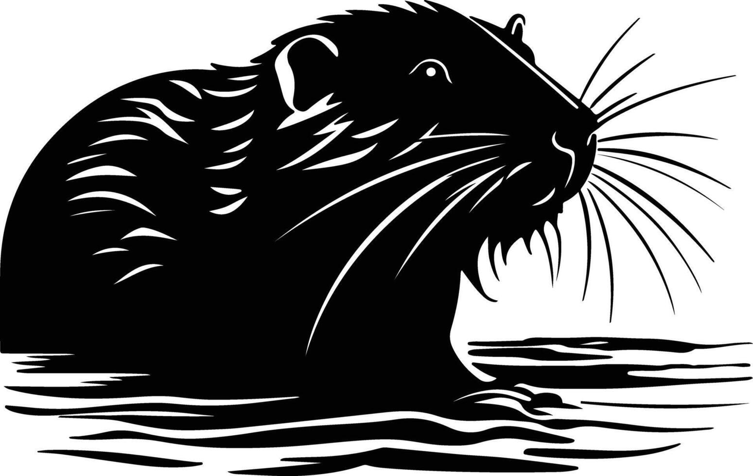 precious Black silhouette of muskrat head vector