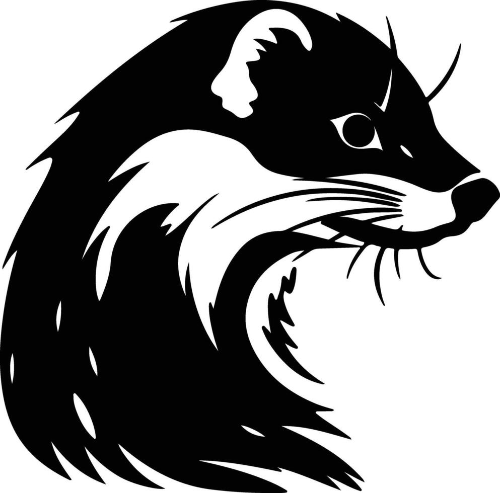 charming Black silhouette of mustelids head vector