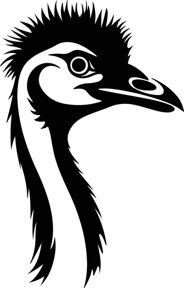 Black silhouette of moa head vector