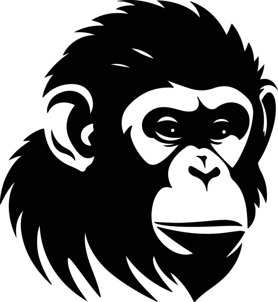angelic Black silhouette of monkey head vector