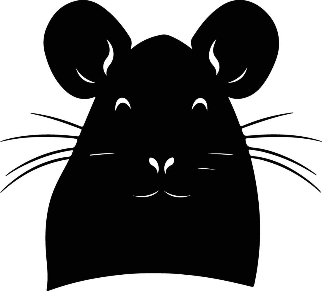 adorable Black silhouette of mice head vector