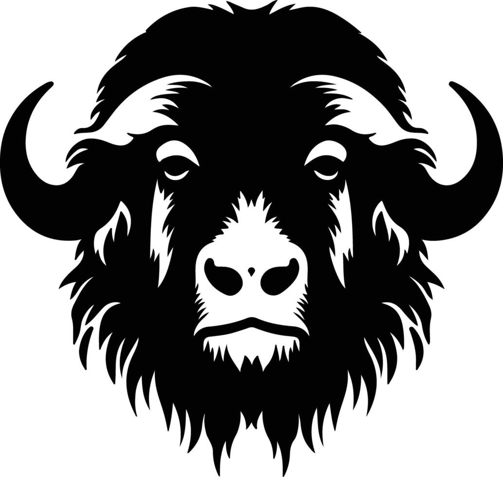 adorable Black silhouette of musk ox head vector