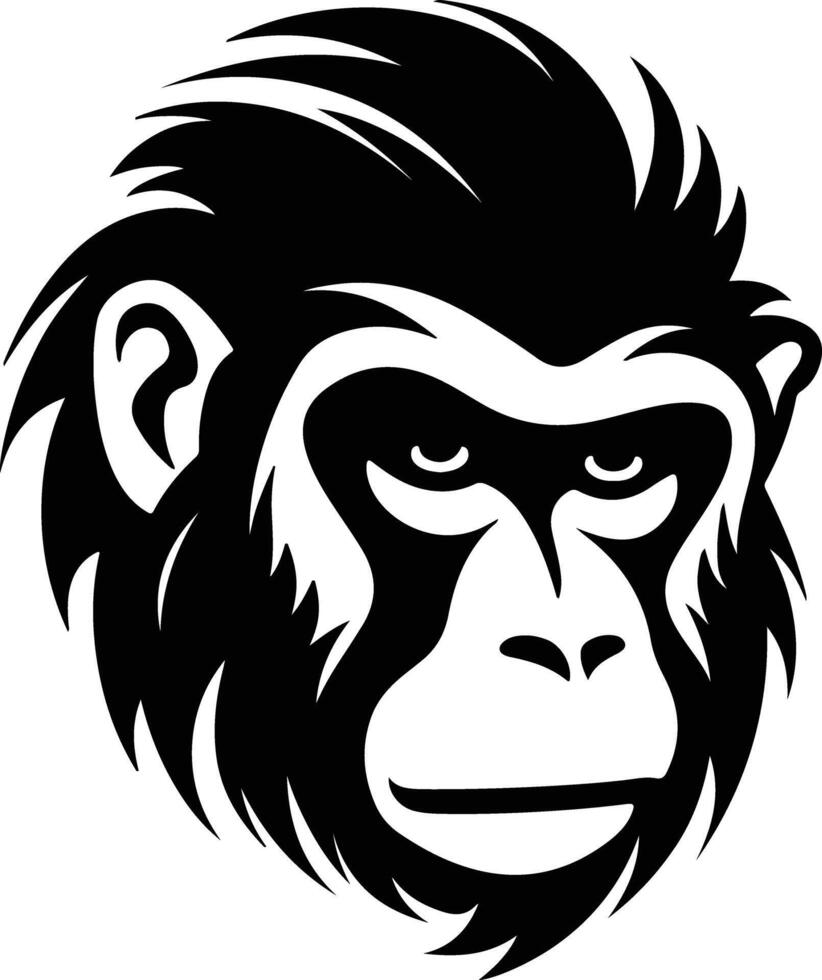 enchanting Black silhouette of monkey head vector