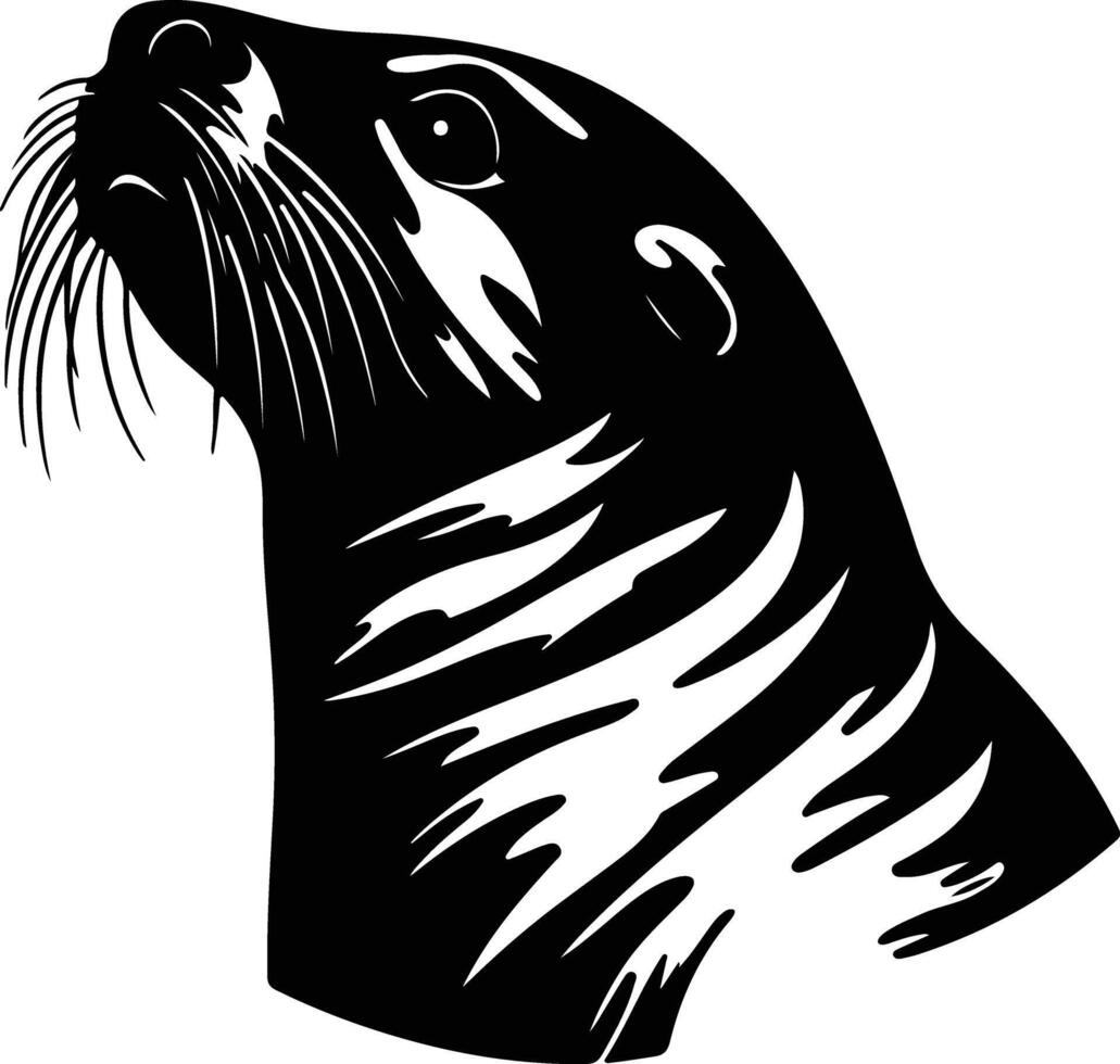 charming Black silhouette of northern fur seal head vector