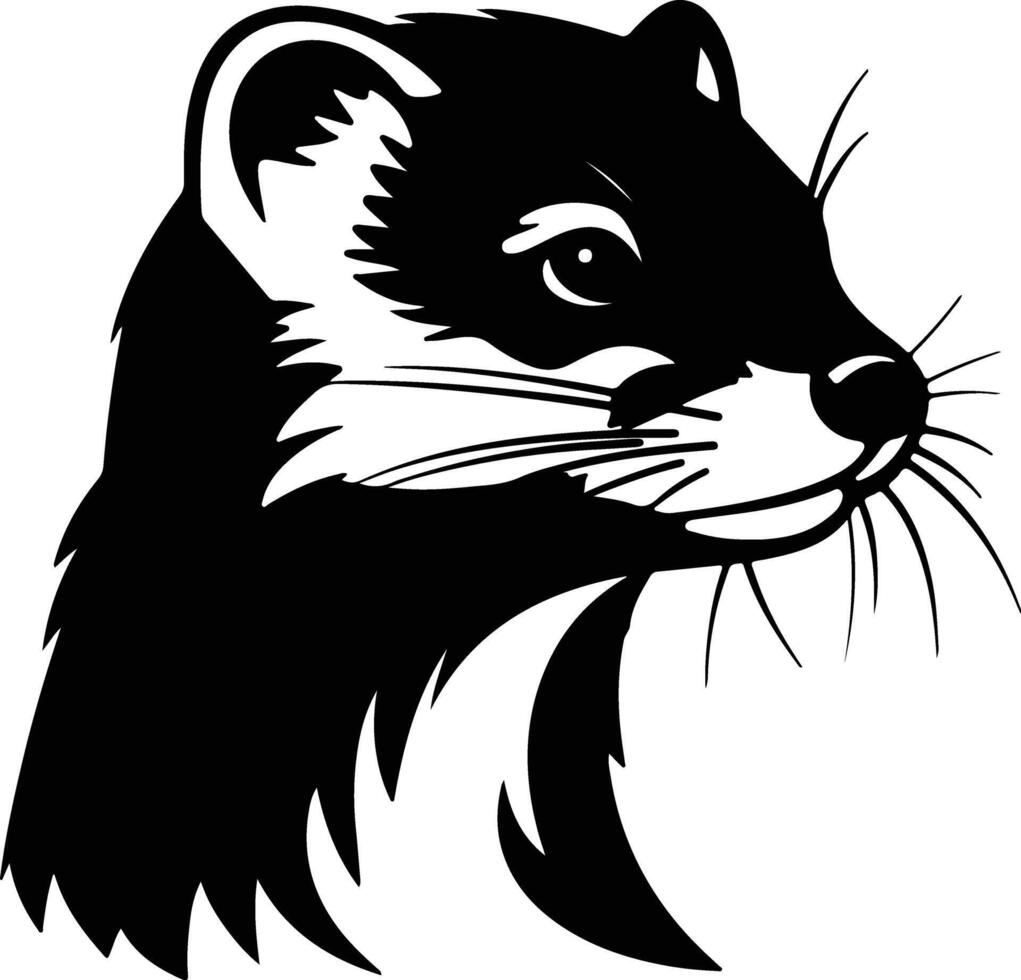 enchanting Black silhouette of mustelids head vector