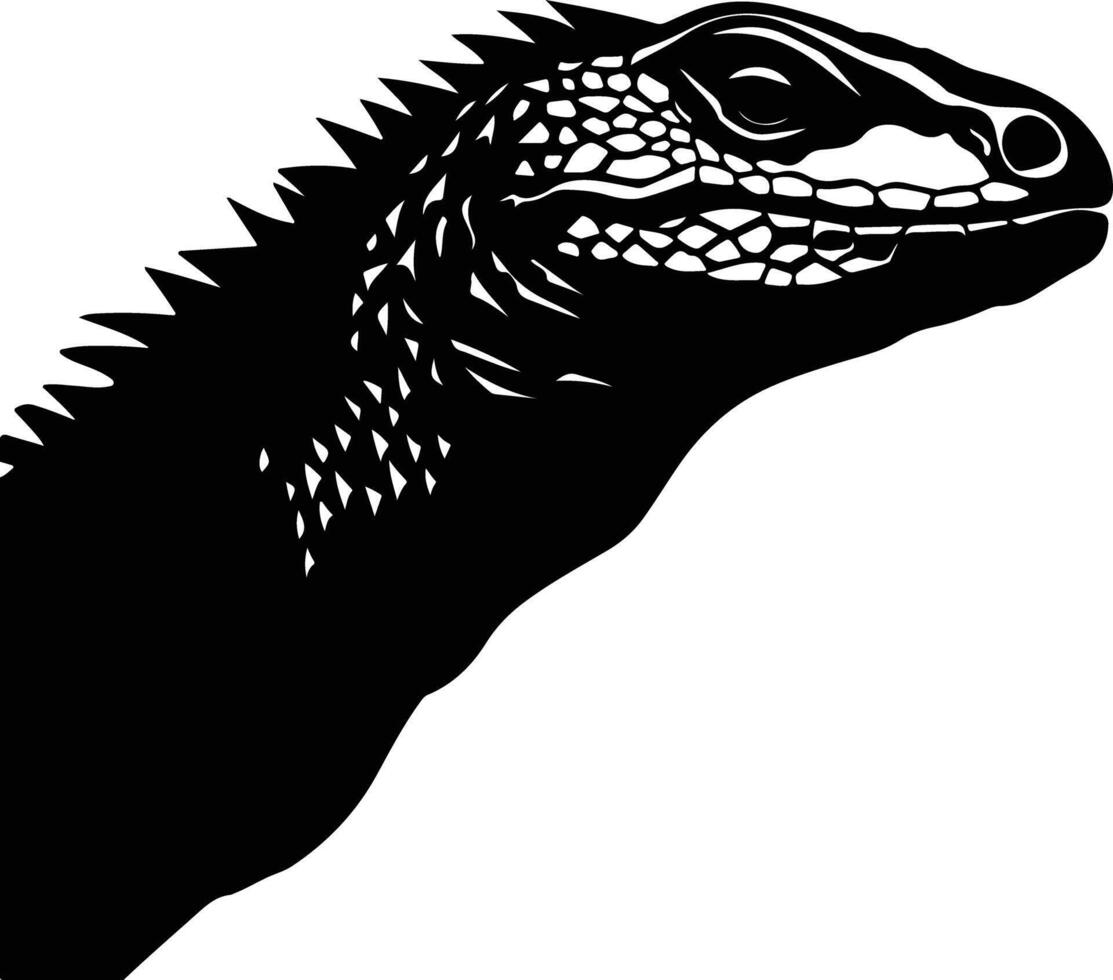 captivating Black silhouette of monitor lizard head vector