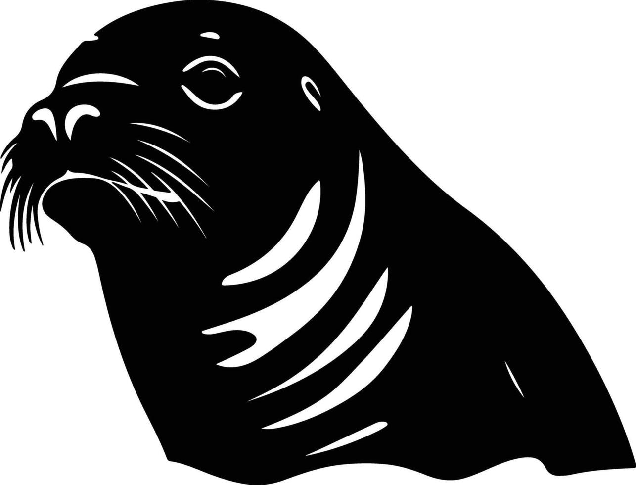 charming Black silhouette of northern elephant seal head vector