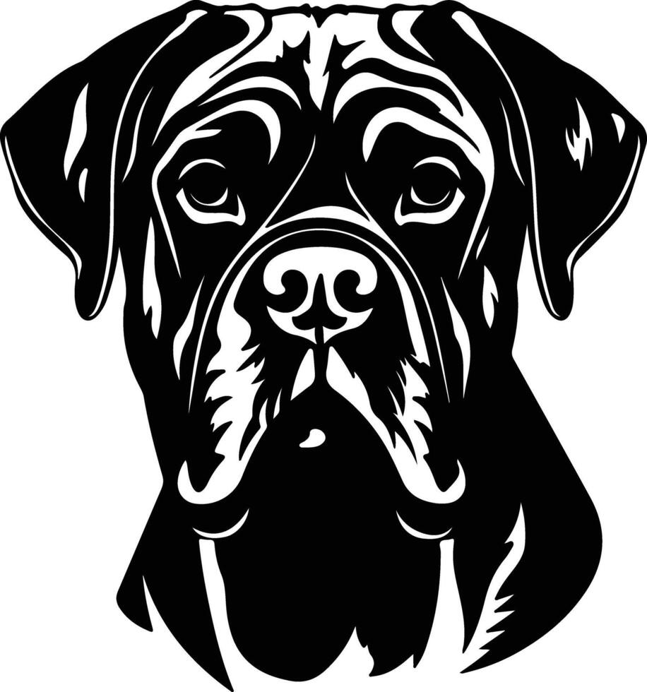 winsome Black silhouette of mastiff head vector