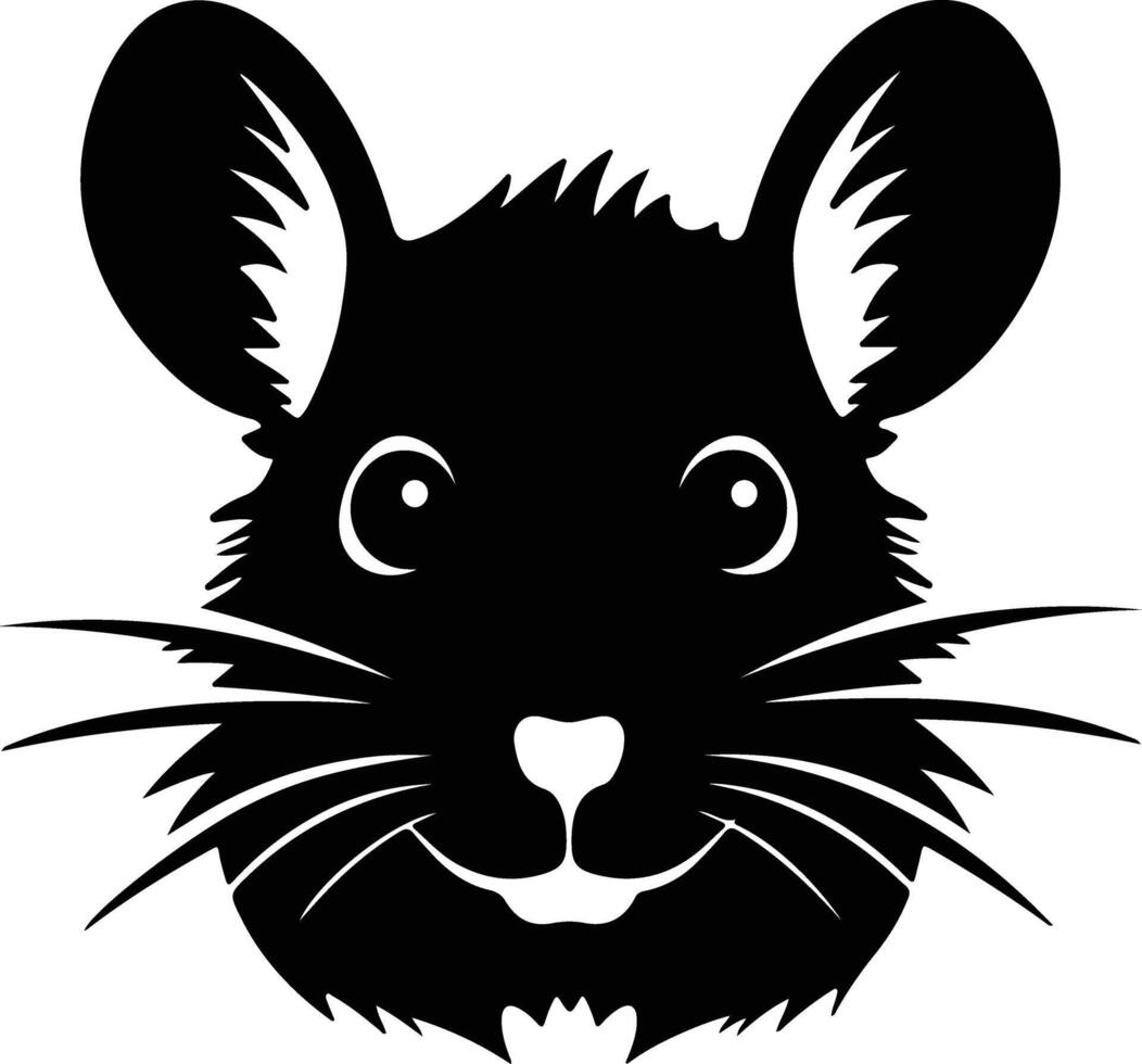 charming Black silhouette of mouse head vector
