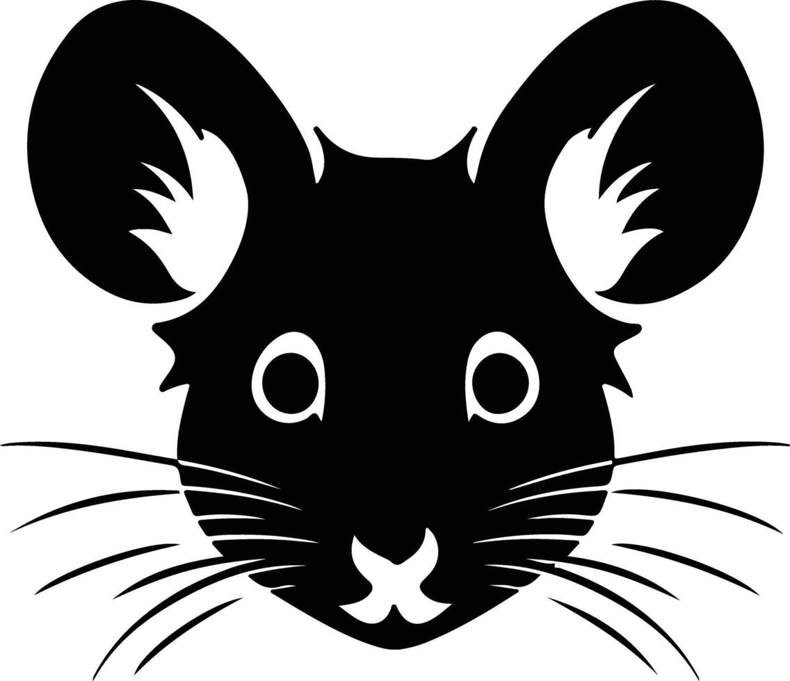 Black silhouette of mouse head vector