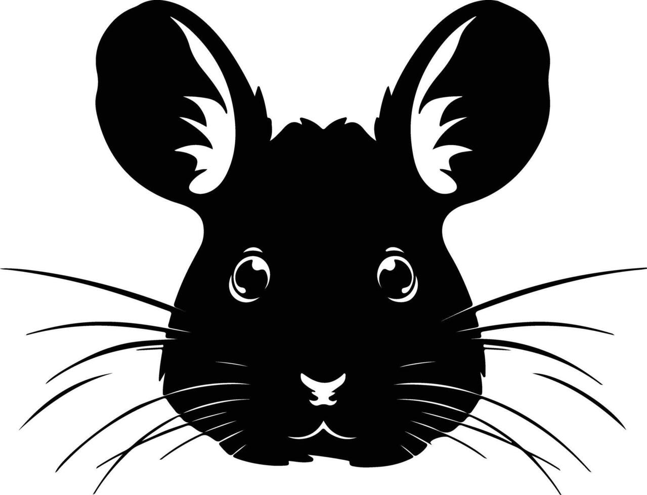 sweet Black silhouette of mouse head vector