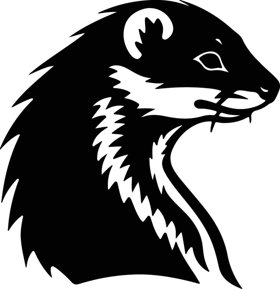 cuddly Black silhouette of mongoose head vector