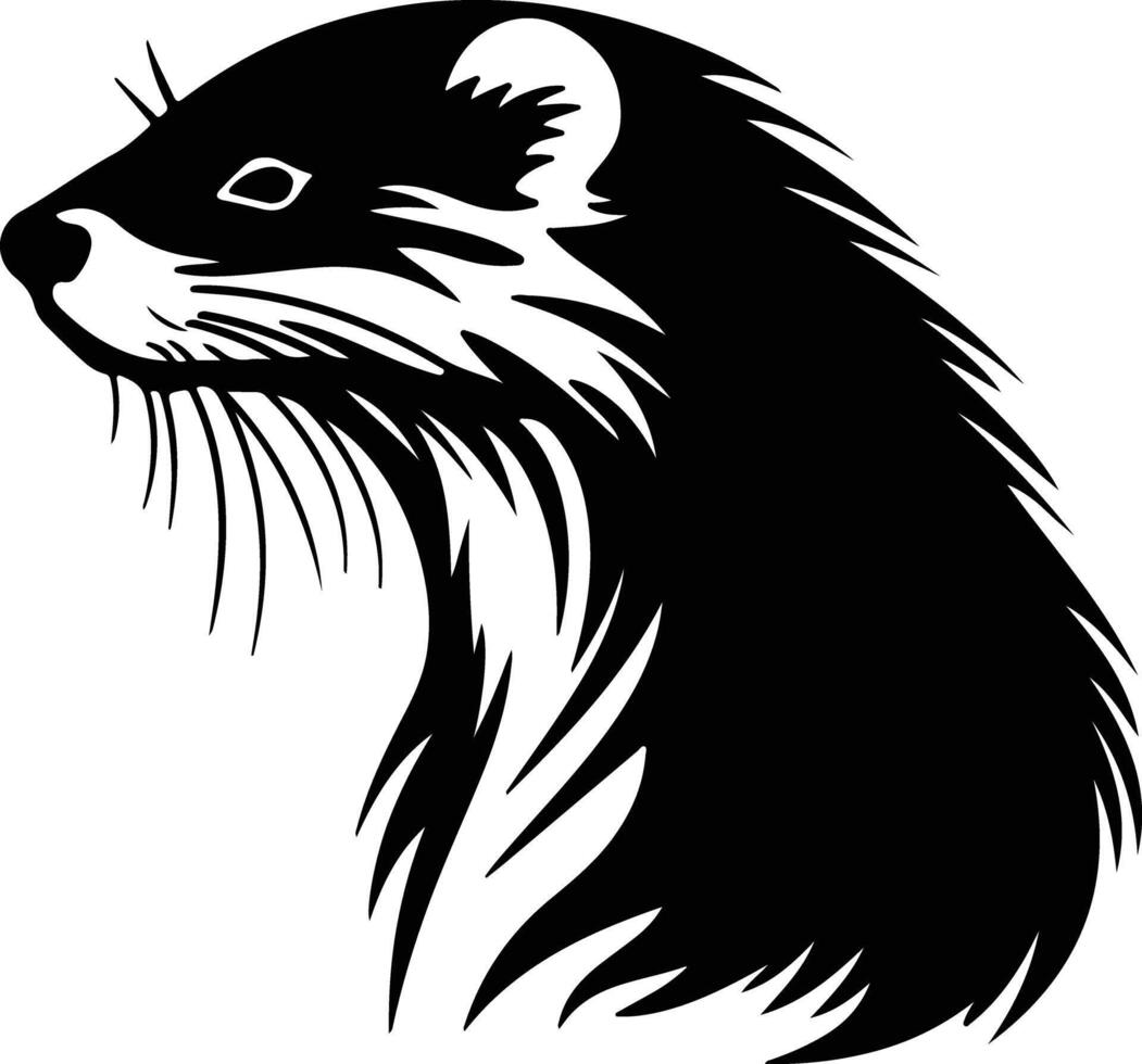 captivating Black silhouette of mink head vector