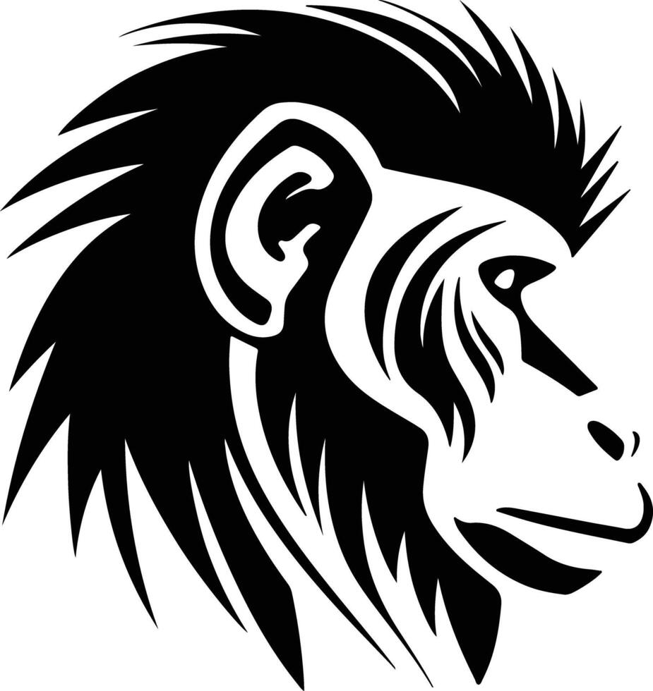radiant Black silhouette of mandrill head vector