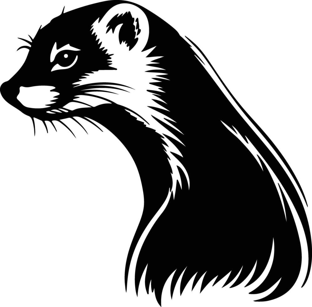 adorable Black silhouette of mongoose head vector