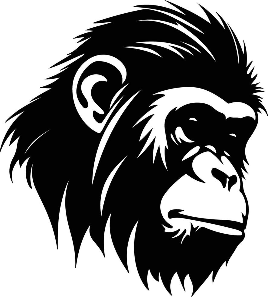 graceful Black silhouette of monkey head vector