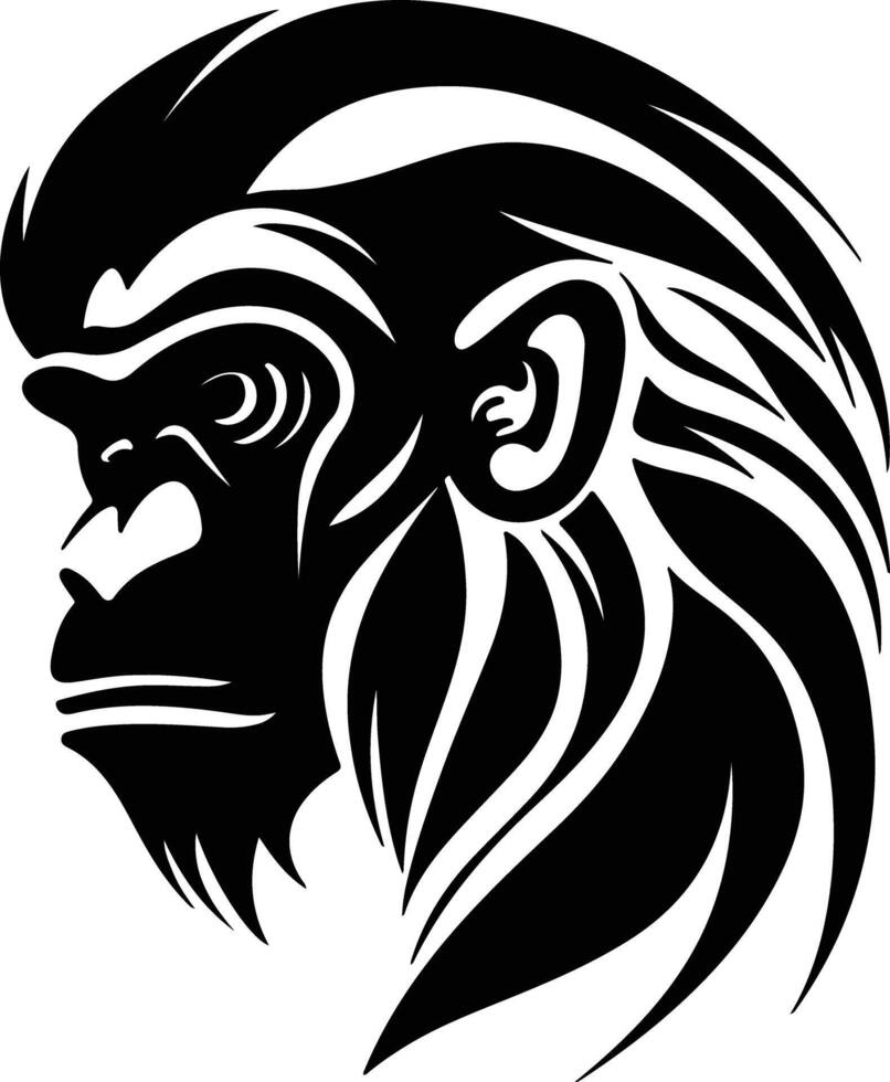 endearing Black silhouette of mandrill head vector