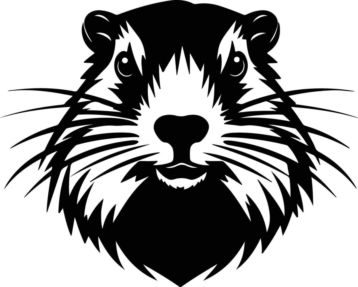 charming Black silhouette of North American beaver head vector