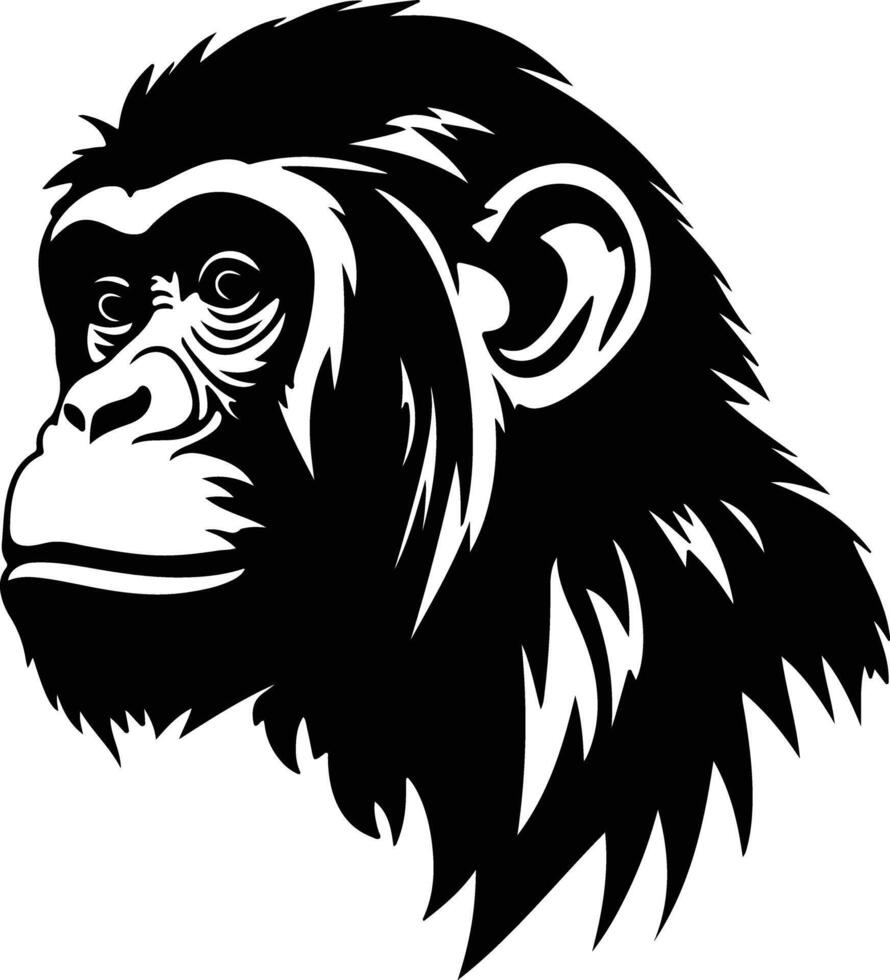 charming Black silhouette of monkey head vector