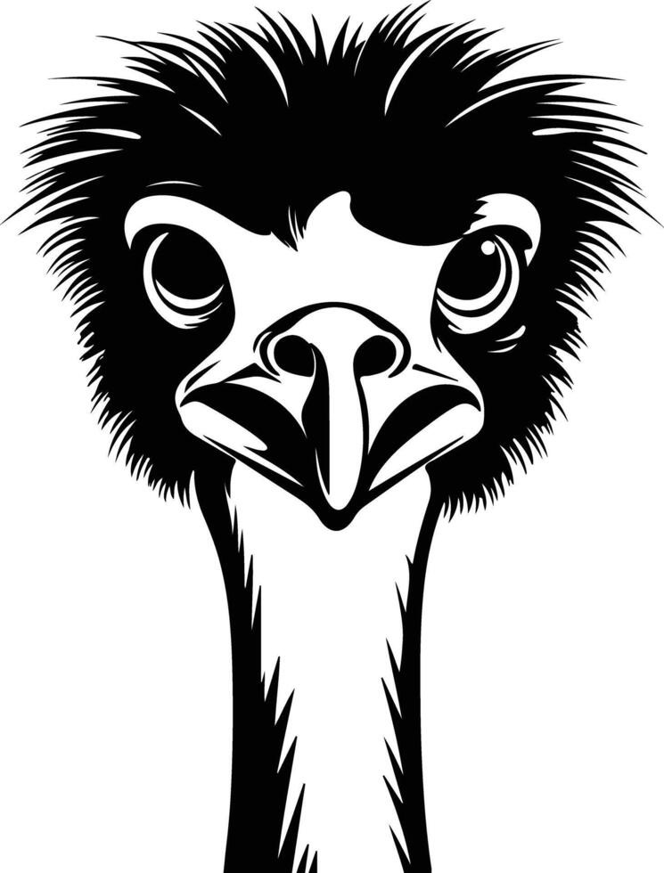 captivating Black silhouette of ostrich head vector