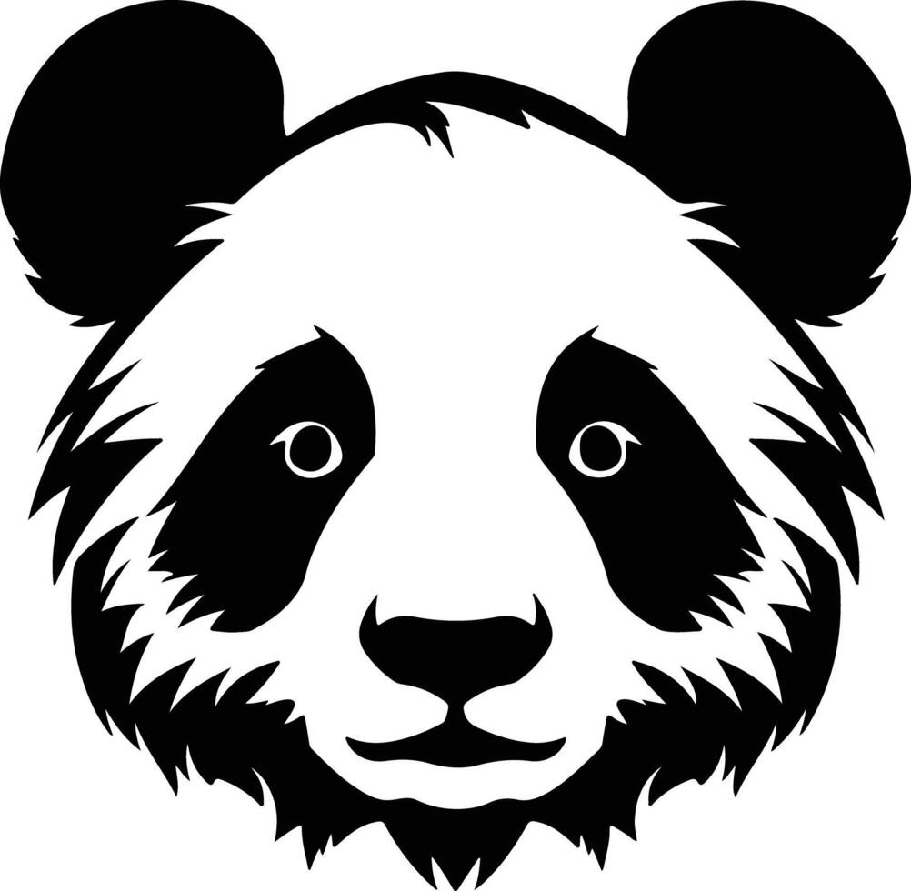 endearing Black silhouette of panda head vector