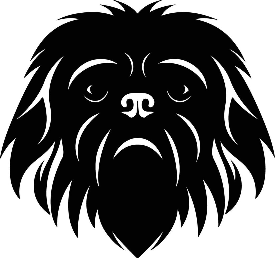 charming Black silhouette of pekingese head vector