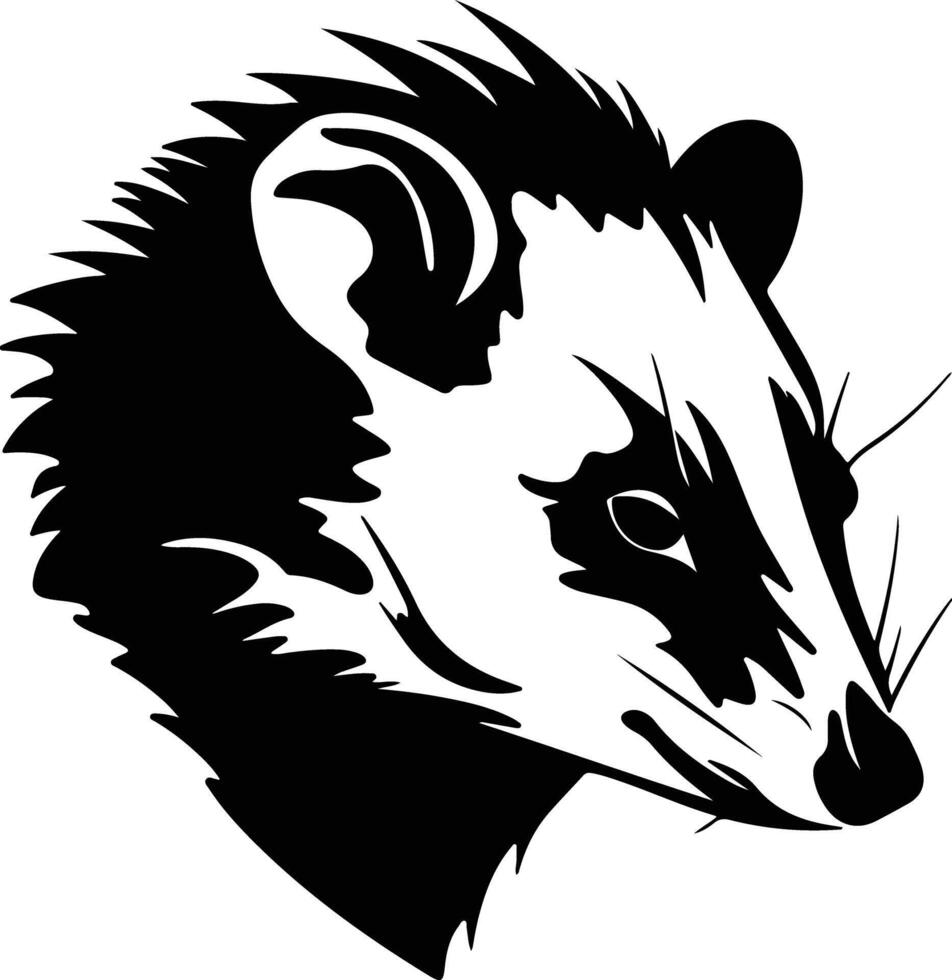 charming Black silhouette of opossum head vector