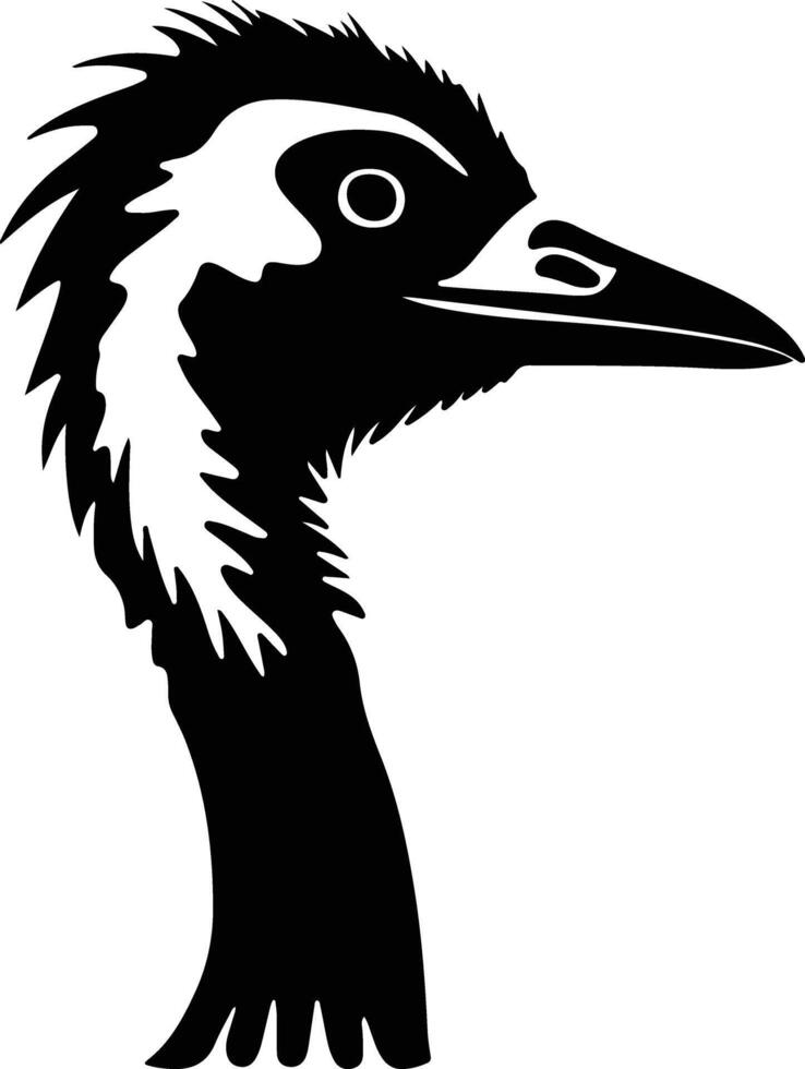 lovely Black silhouette of Ornithomimus head vector