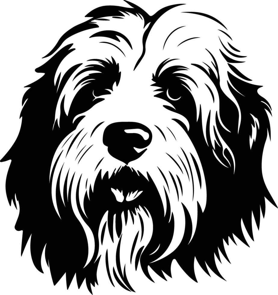 adorable Black silhouette of old English sheepdog head vector