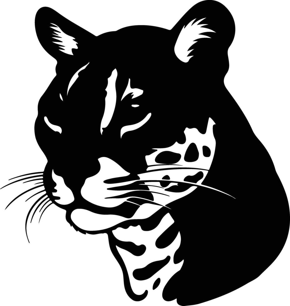 charming Black silhouette of ocelot head vector